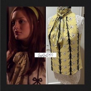 SOLD Milly yellow bow tie top 8 ASO Gossip Girl Blair Waldorf